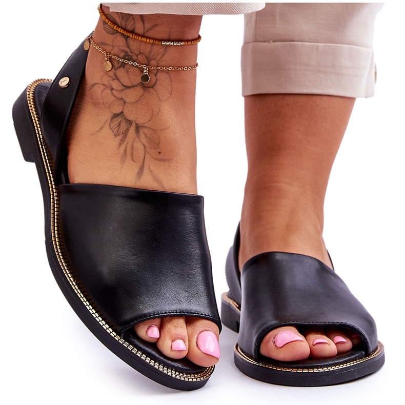 Lemar Sandalias sin cordones de cuero negro Alivia
