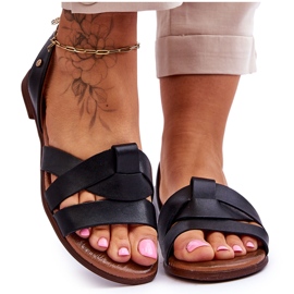 Zazoo Cómodas sandalias sin cordones Kayla de cuero negro