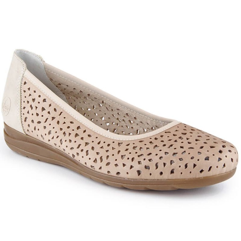 Zapatos de piel calados Rieker W L9365-61 beige