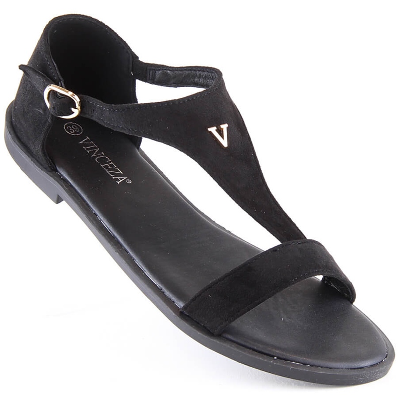 Sandalias mujer planas ante negro Vinceza 17270