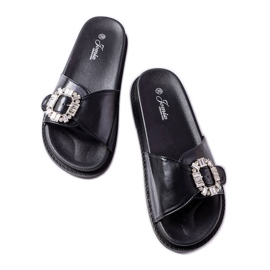 Chanclas negras decoradas con pedrería de Griegsvei negro