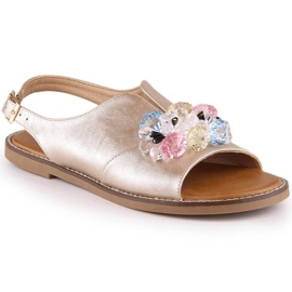 Sandalias metalizadas planas con cristales Vinceza W 17238 oro dorado