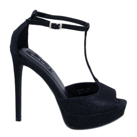 BM Zapatos de salón Mardy con plataforma y puntera abierta en negro