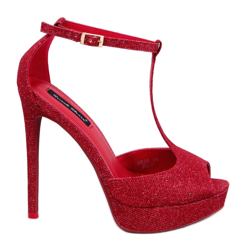 BM Zapatos de tacón con plataforma y puntera abierta Mardy Red rojo