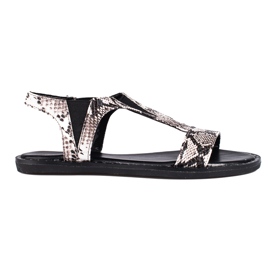 Sandalias planas Shelovet serpiente gris