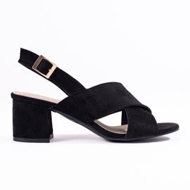 Sandalias de tacón en ante negras de Shelovet negro