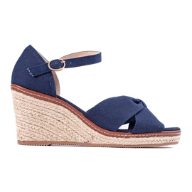 Sandalias tipo alpargata con cuña azul marino de Shelovet