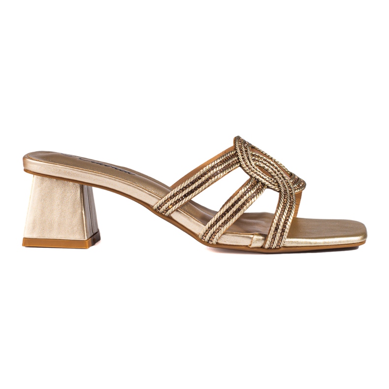 Elegantes zapatillas de estar por casa Shelovet doradas para mujer dorado