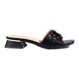 Elegantes sandalias negras de mujer con hebilla Shelovet negro