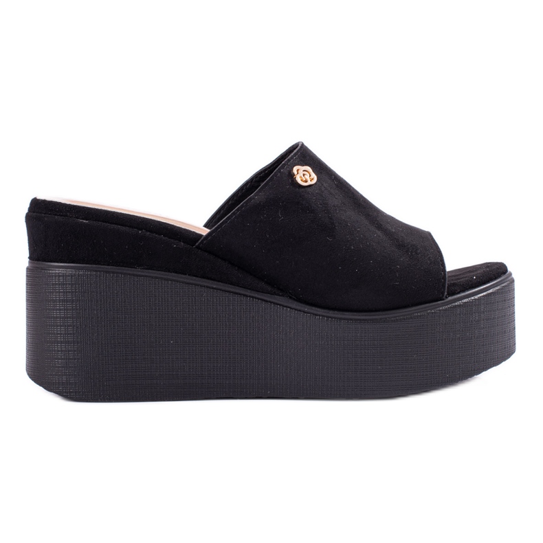 Sandalias de cuña alta negras de Shelovet negro