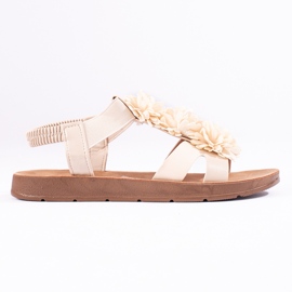 Sandalias de mujer beige con flores de Shelovet