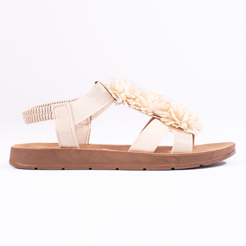 Sandalias de mujer beige con flores de Shelovet