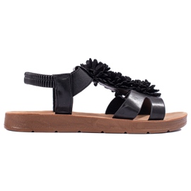 Sandalias de mujer negras con flores Shelovet negro