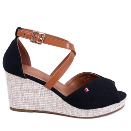 Sandalias de cuña con puntera abierta de Berna Black negro