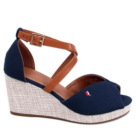 Sandalias de cuña con puntera abierta de Berna Navy azul