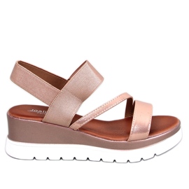 BM sandalias Carlton Champagne con cuña rosa