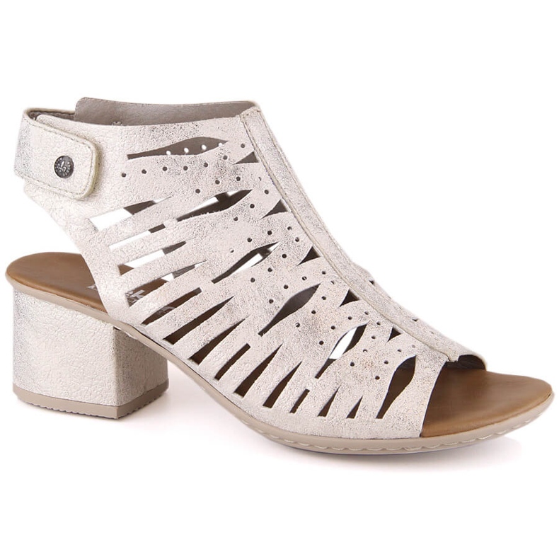 Cómodas sandalias con tacón calado Rieker 64676-60 plata