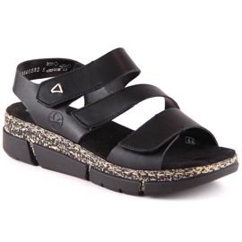 Sandalias de mujer cómodas en una plataforma de velcro negro Rieker V2301-00