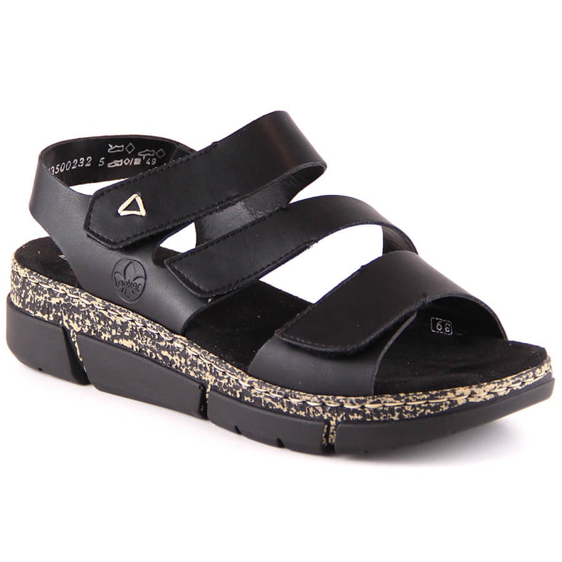 Sandalias de mujer cómodas en una plataforma de velcro negro Rieker V2301-00