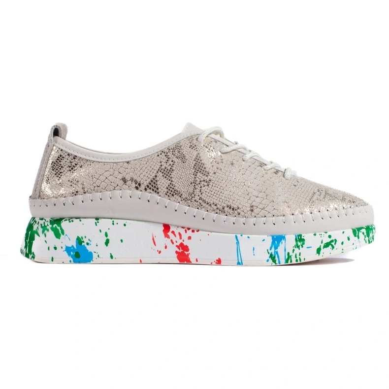 Zapatos de mujer de piel con plataforma de colores Shelvt dorado