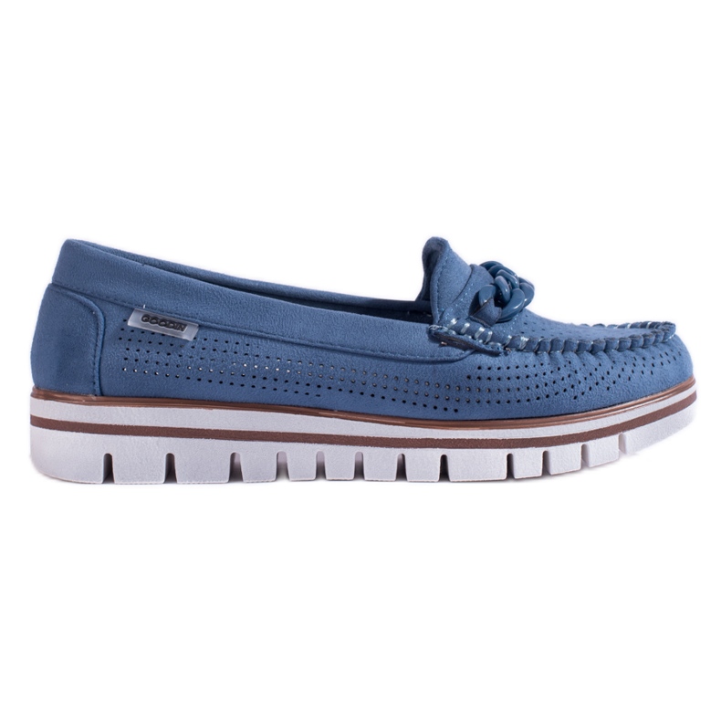 Mocasines mujer ante calado Shelovet azul marino