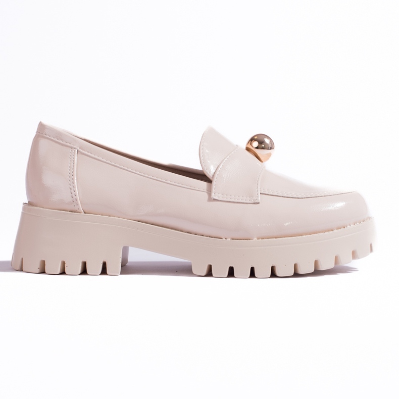 Mocasines lacados con decoración dorada Shelovet beige