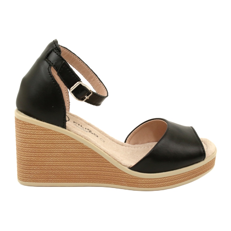 Filippo DS4507 BK Sandalias con cuña de piel Negro