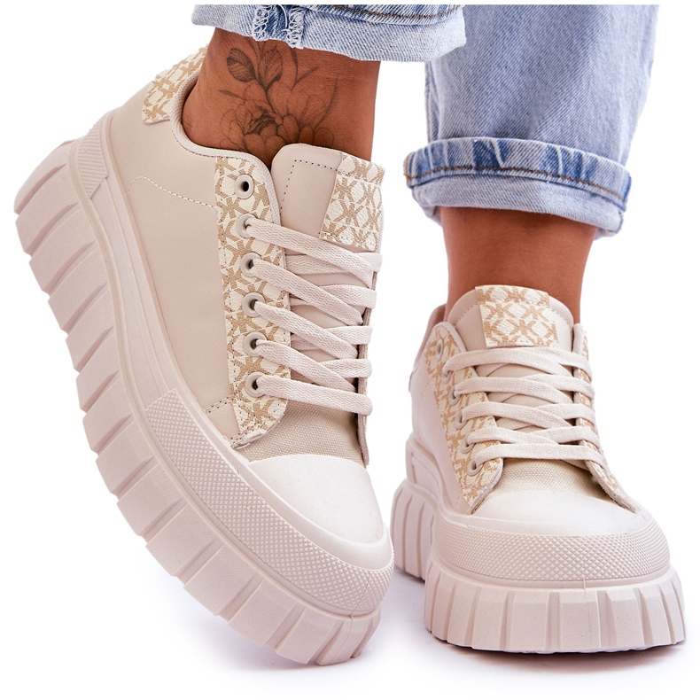 PG1 Deportivas Mujer Piel Plataforma Beige Alison