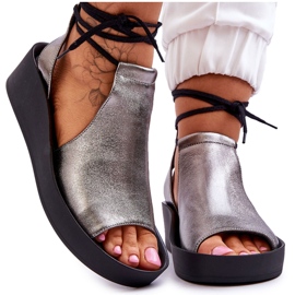 Sandalias Piel Cuña Nicole 2743/063 Plata-Negro