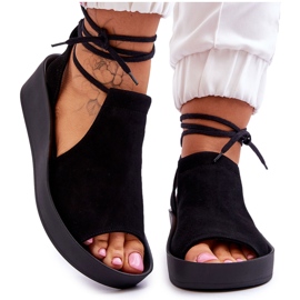 Sandalias Cuña Ante Nicole 2743/002 Negro