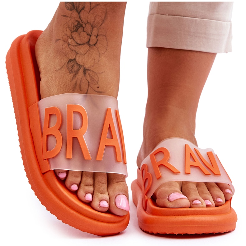 Vinceza Pantuflas de mujer con plataforma Brave naranja