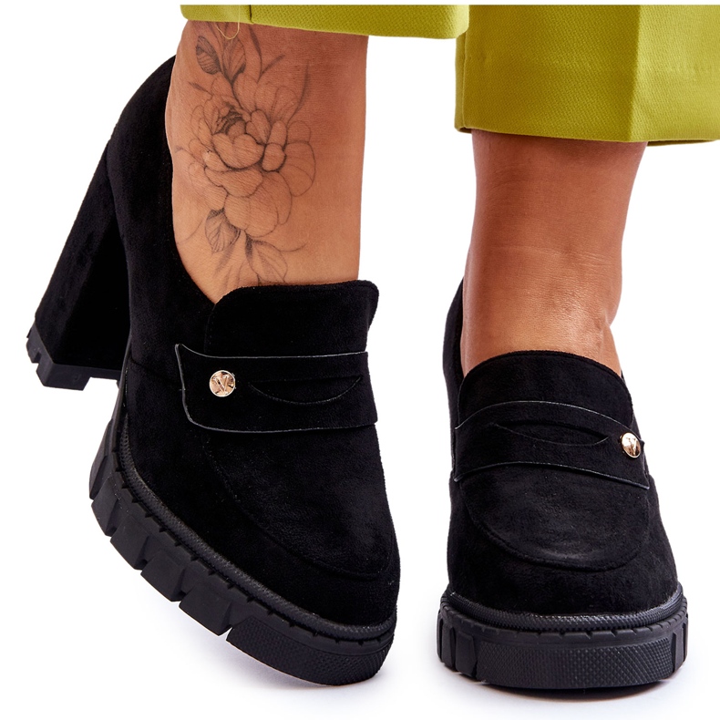 Vinceza Zapatos Tacón Alto Elegantes Ante Negro Mintore