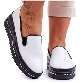 S.Barski Zapatillas Slip-On De Piel Con Plataforma Blanco Madeline