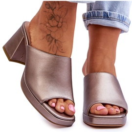 Zapatillas de tacón alto Sergio Leone de moda KL322 plata oscura