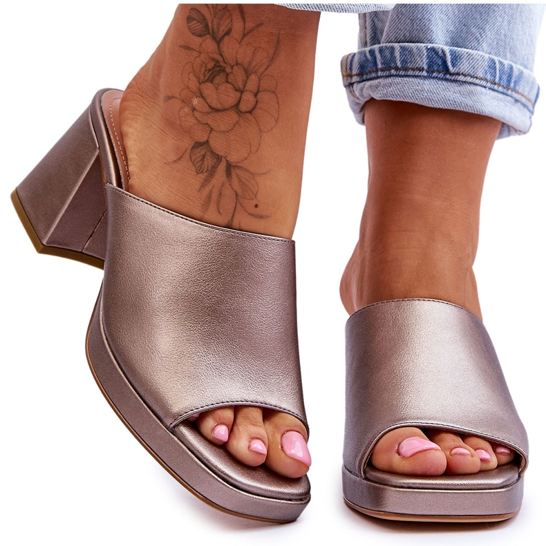 Zapatillas de tacón alto Sergio Leone de moda KL322 plata oscura