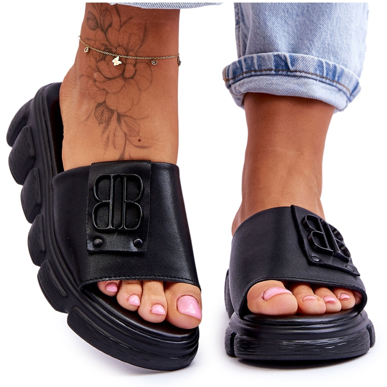 Vinceza Pantuflas De Mujer Con Plataforma Con Adorno Negro Monroe