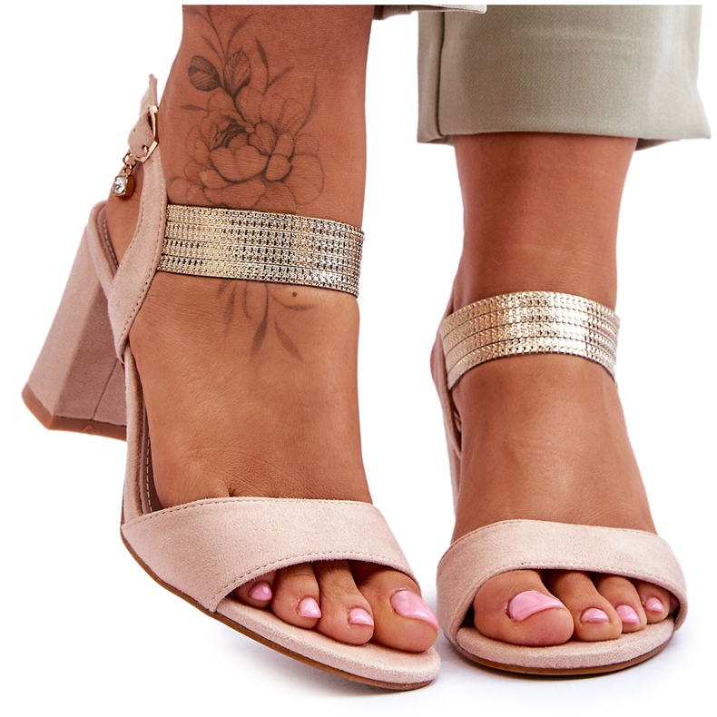 S.Barski Sandalias Mujer Tacón Alto Ante Beige Enjoy