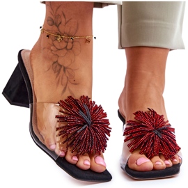 Pantuflas transparentes de tacón alto de moda S.Barski KV-AP658-1 Negro