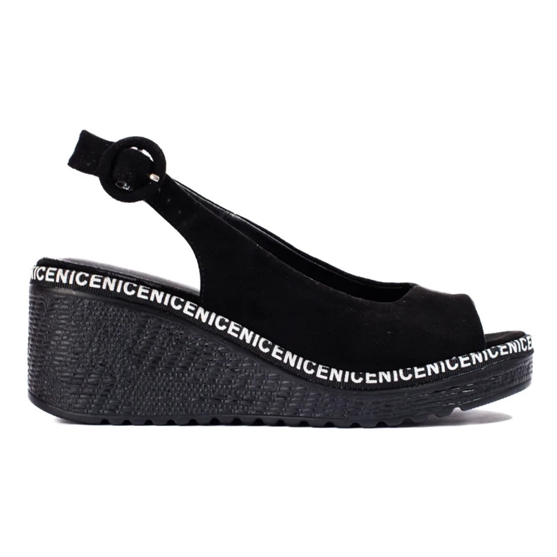 Sandalias de cuña negras de Shelovet negro