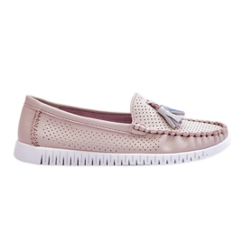 Mocasines Mujer Piel Calada Rosa Claro Lanzarot rosado
