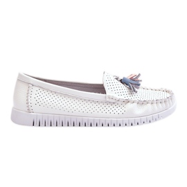 Mocasines Mujer Piel Calada Blanco Lanzarot Mocasines Mujer Piel Calada Blanco Lanzarot