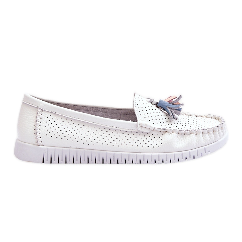 Mocasines Mujer Piel Calada Blanco Lanzarot
