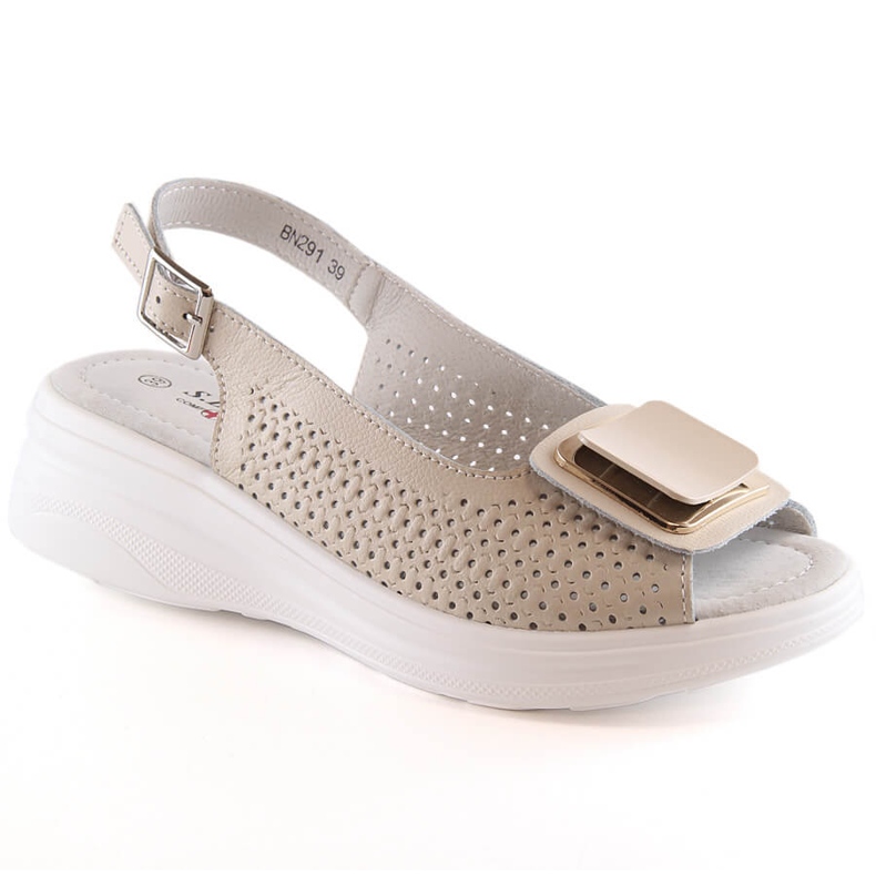 Sandalias mujer cuña piel cómodas beige S.Barski BN291
