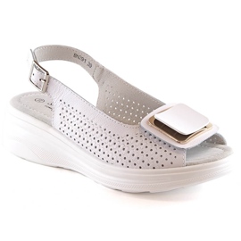 Sandalias mujer cuña piel cómodas blanco S.Barski BN291