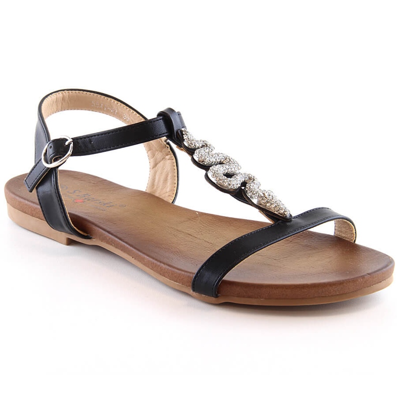 Sandalias mujer planas cómodas con serpiente negro S.Barski Kv 5541-42