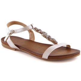Sandalias mujer planas cómodas con serpiente plateada S.Barski Kv 5541-42 plata