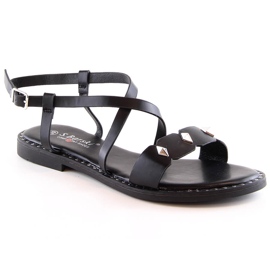 Sandalias mujer planas cómodas negras con chorros S.Barski Yxd 072-1 negro