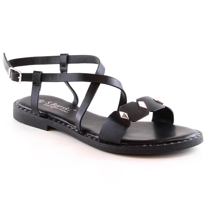 Sandalias mujer planas cómodas negras con chorros S.Barski Yxd 072-1 negro