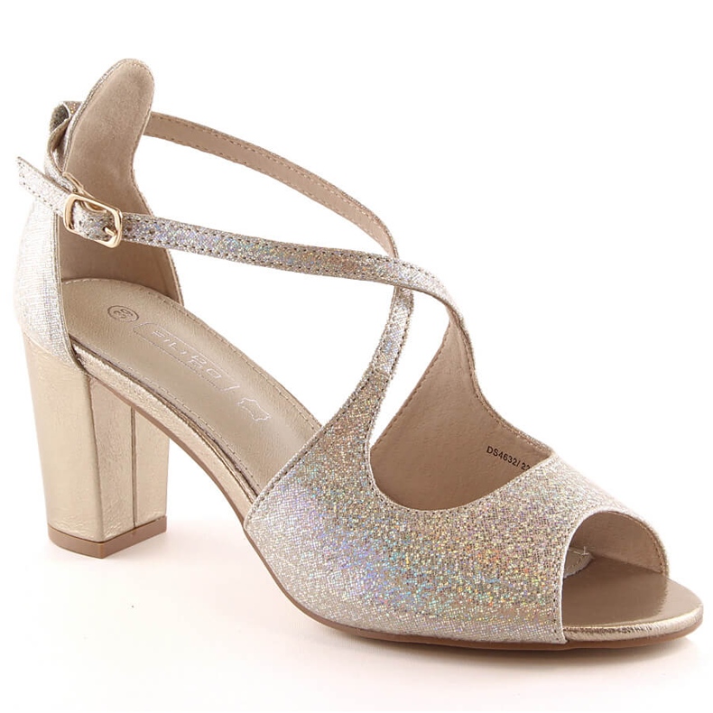 Sandalias mujer brocado dorado elegantes con poste Filippo Ds 4632