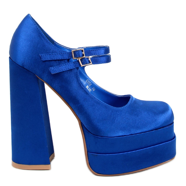 Zapatos de tacón con plataforma de raso azul Prandi